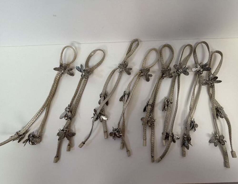 Set of 8‎ Metallic Gold Cord Bumblebee Napkin Ties with Honeycomb Toggles
